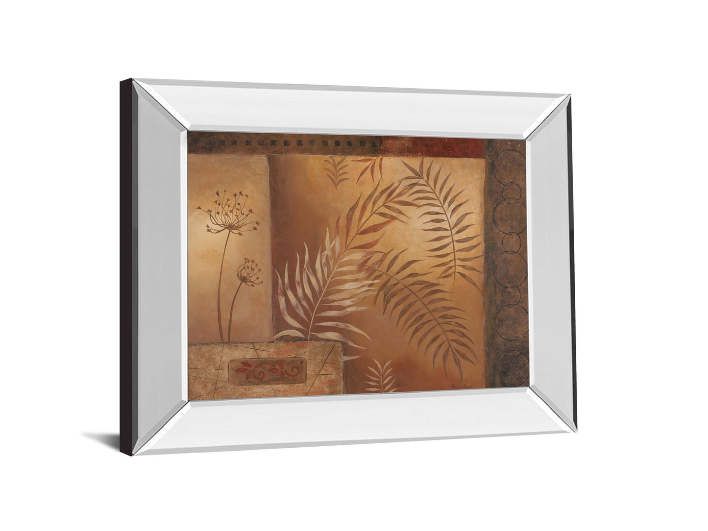 Modern Fern I By Vivian Flasch - Mirror Framed Print Wall Art - Light Brown