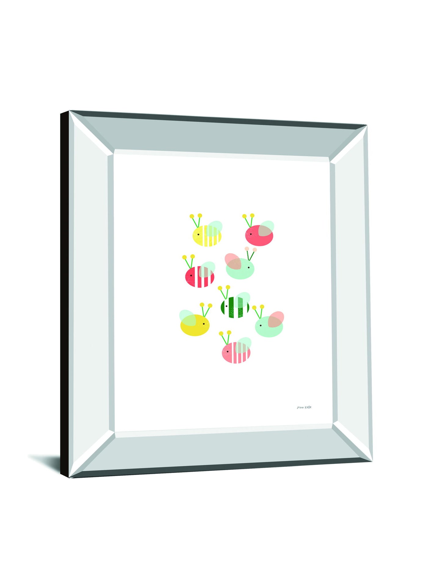Bumblebee Friends By Ann Kelle - Mirror Framed Print Wall Art - White