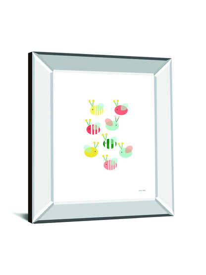 Bumblebee Friends By Ann Kelle - Mirror Framed Print Wall Art - White
