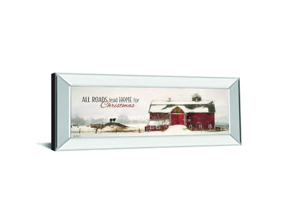 All Roads Lead Home For Christmas By Lori Deiter - Mirror Framed Print Wall Art - Beige