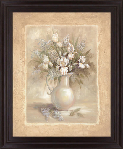 Ivory Blossom Pitcher - 28" x 34" Framed Wall Art - Beige