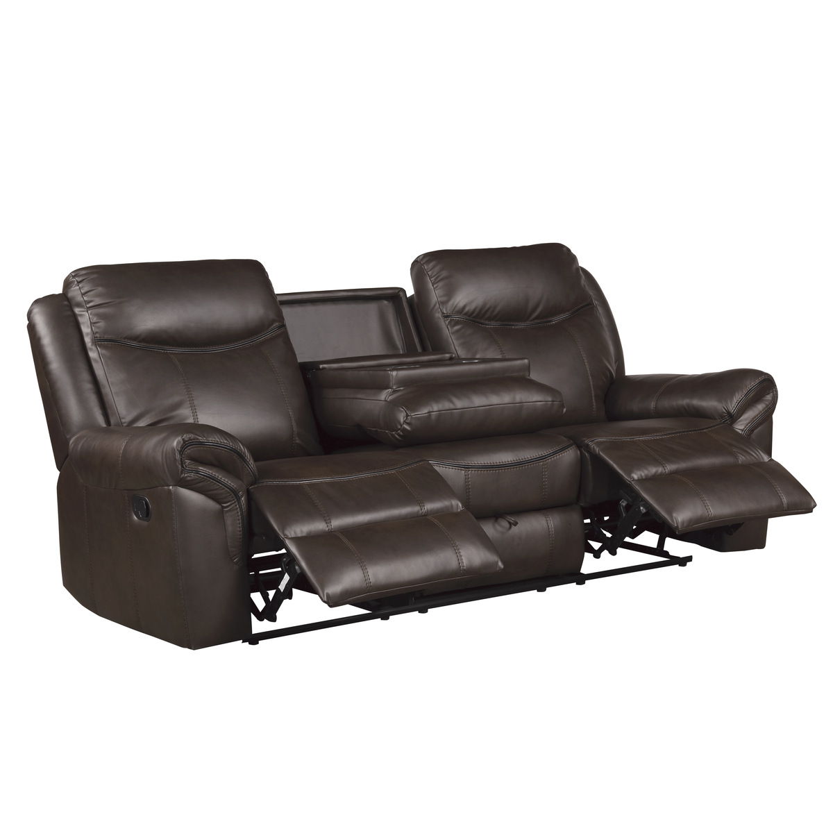Aram - Double Reclining Sofa With Center Drop-Down Cup Holders, Receptacles, Hidden Drawer And USB Ports