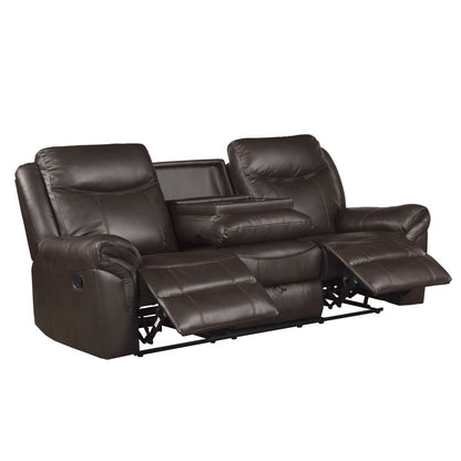 Aram - Double Reclining Sofa With Center Drop-Down Cup Holders, Receptacles, Hidden Drawer And USB Ports