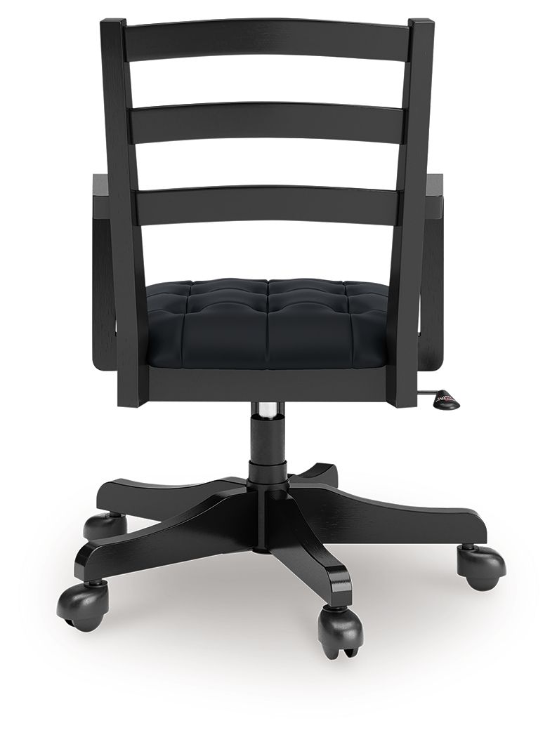 Wildenauer - 4 Pc. - Home Office Desk And Return, Swivel Desk Chair, Bookcase - Brown / Black