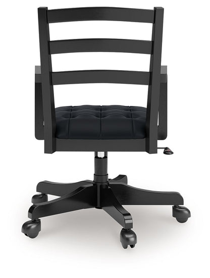 Wildenauer - 4 Pc. - Home Office Desk And Return, Swivel Desk Chair, Bookcase - Brown / Black