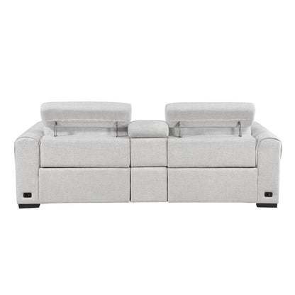 McPherson - Power Double Reclining Loveseat With Center Console And Power Headrests, Charging Ports - Cloud