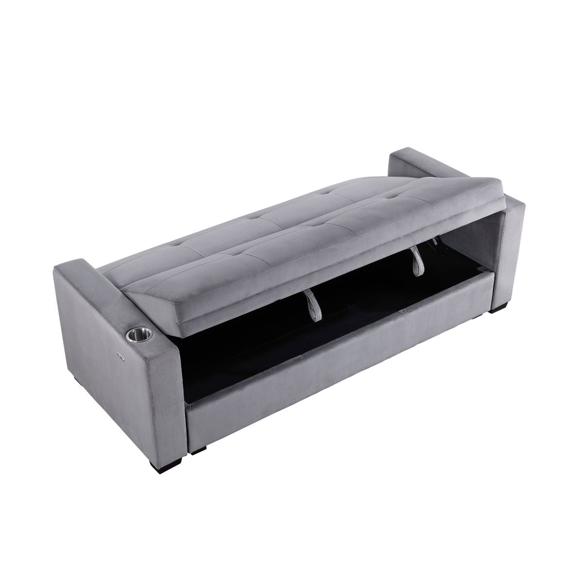 Grady - Convertible Sofa With Hidden Storage, Cup Holders And Charging Ports - Gray