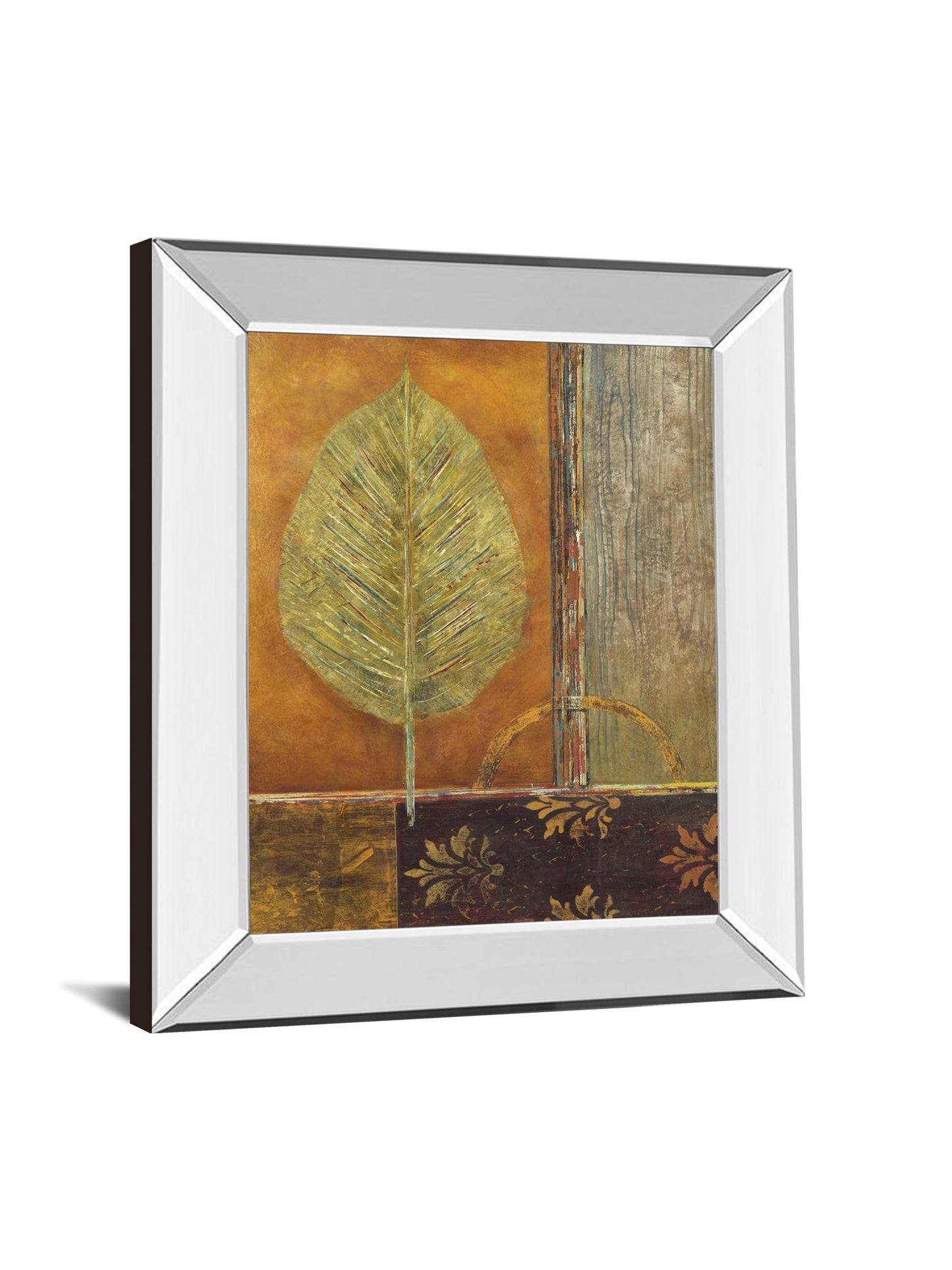 Copper Leaf By Viola Lee - Mirror Framed Print Wall Art - Light Brown