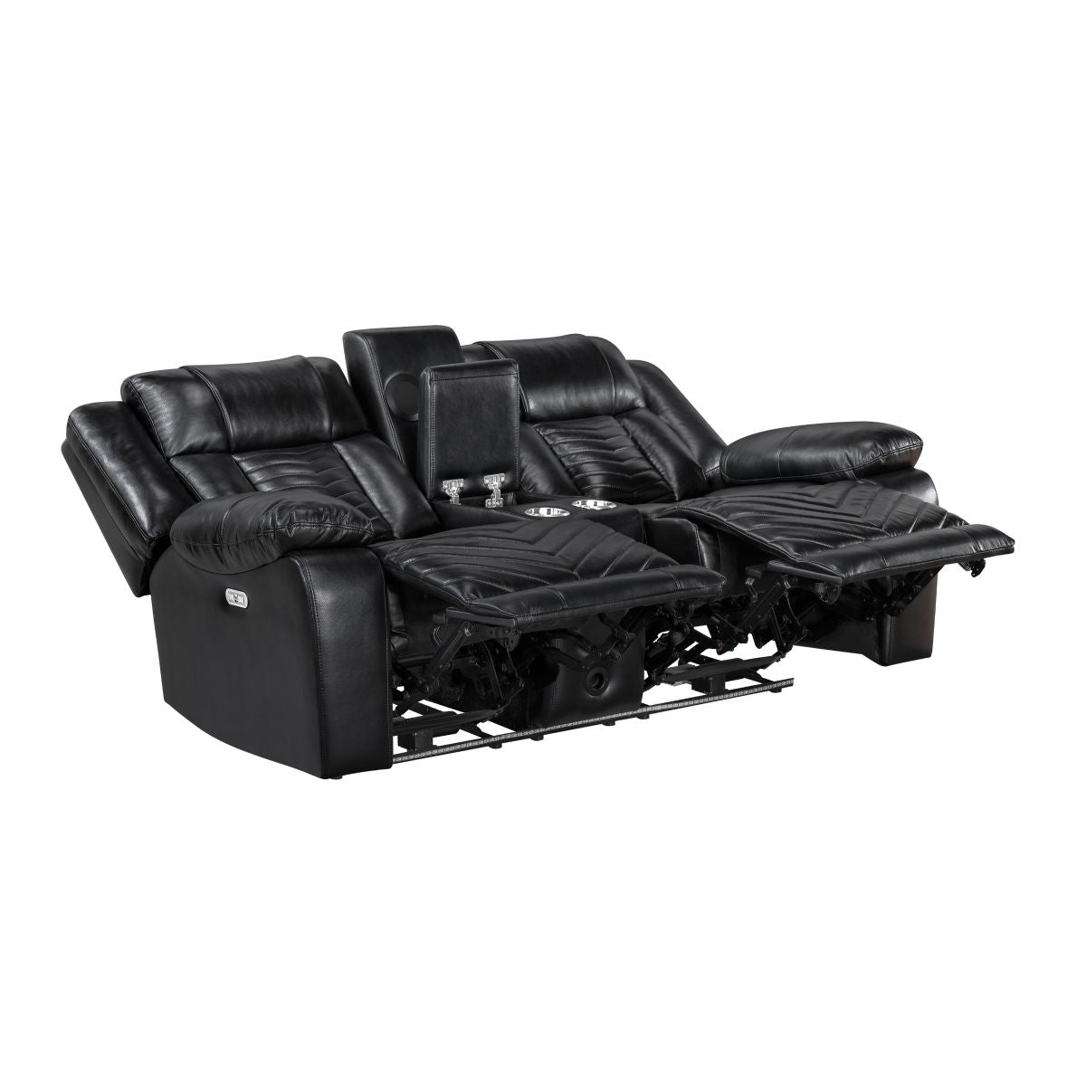 Huron - Power Double Reclining Loveseat With Center Console, Wireless Speakers, LED And Charging Ports