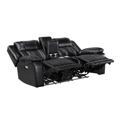 Huron - Power Double Reclining Loveseat With Center Console, Wireless Speakers, LED And Charging Ports