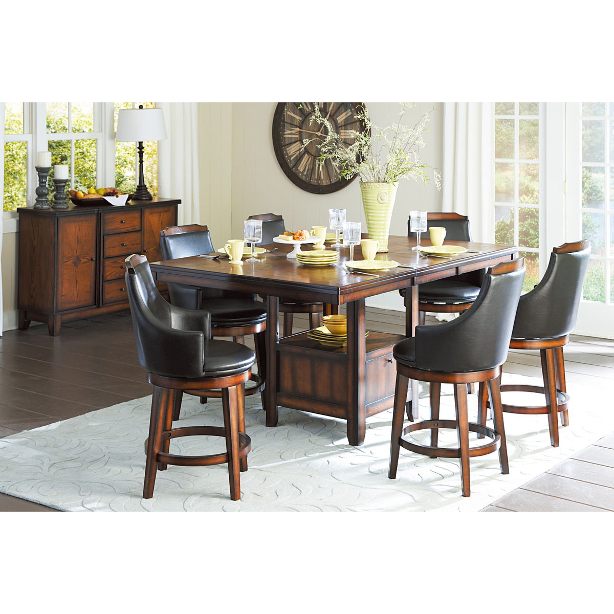Bayshore - Swivel Pub Height Chair (Set of 2) - Dark Brown / Black