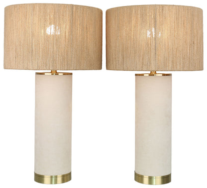 Linen Haven - 31 X 17 - Textured Linen Table Lamp (Set of 2) - Ivory Textured Linen