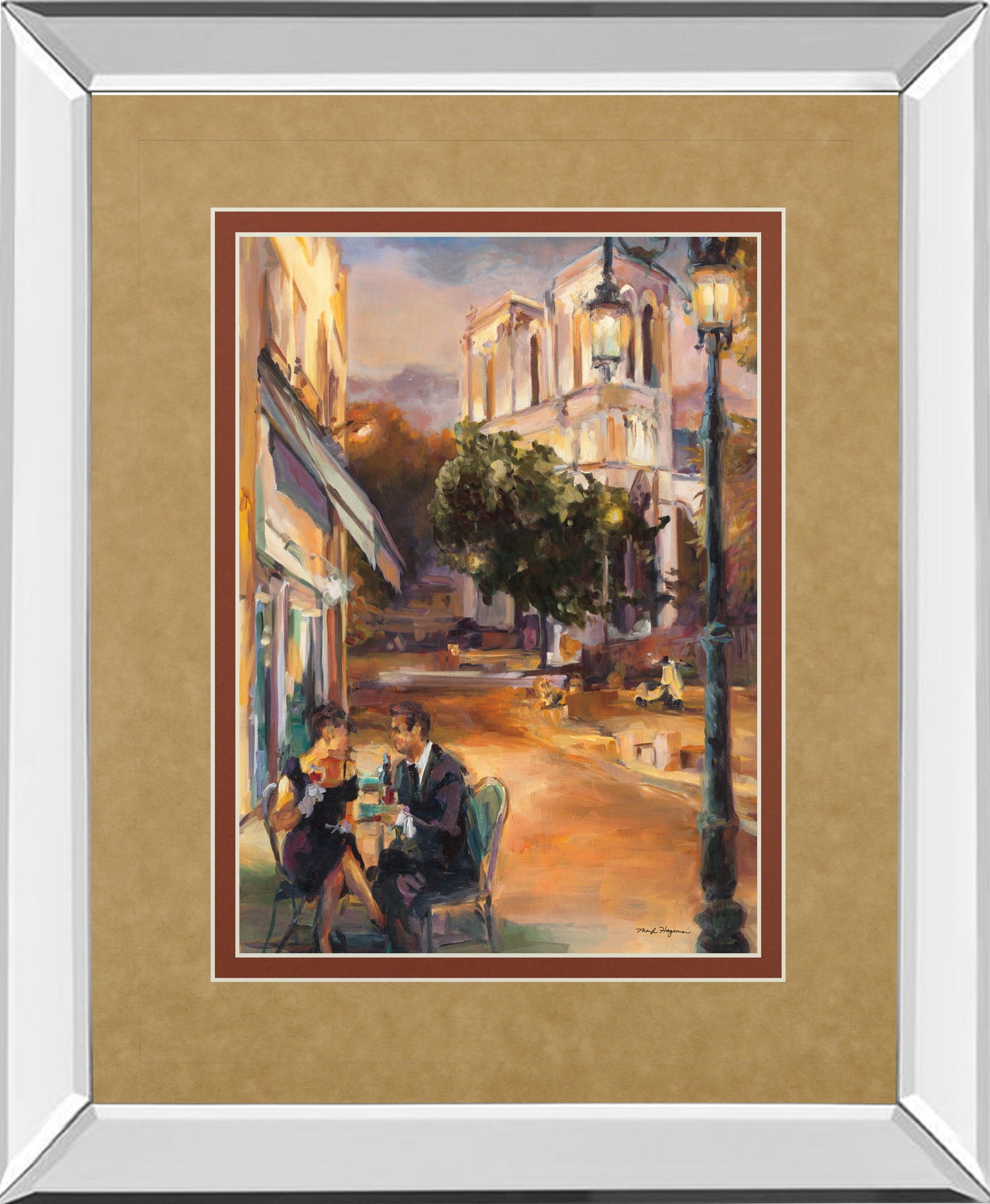 Twilight Time In Paris By Marilyn Hageman - Mirror Framed Print Wall Art - Light Brown