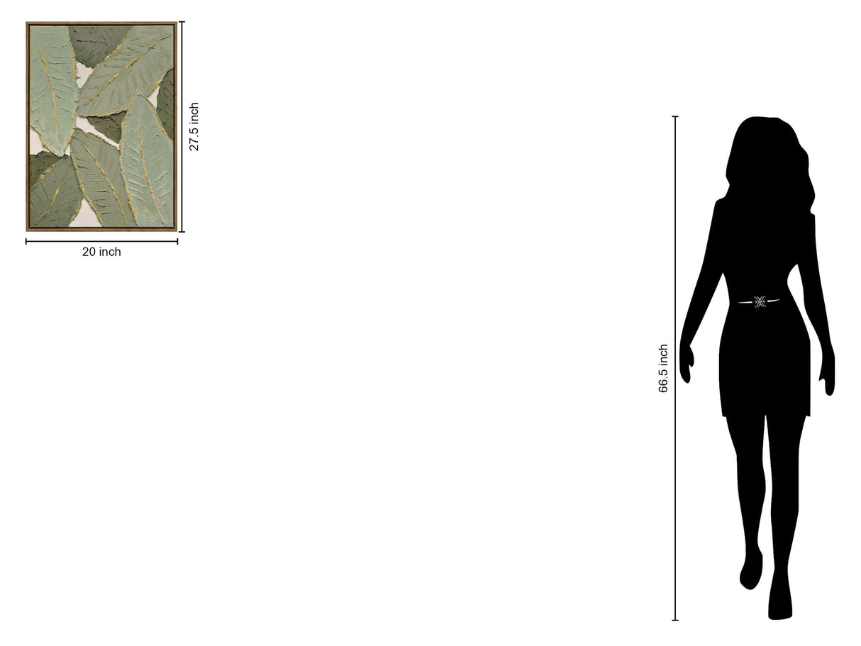 "Verdant Essence I" Hand-Embellished Canvas In Frame - Green / Gold / Wood