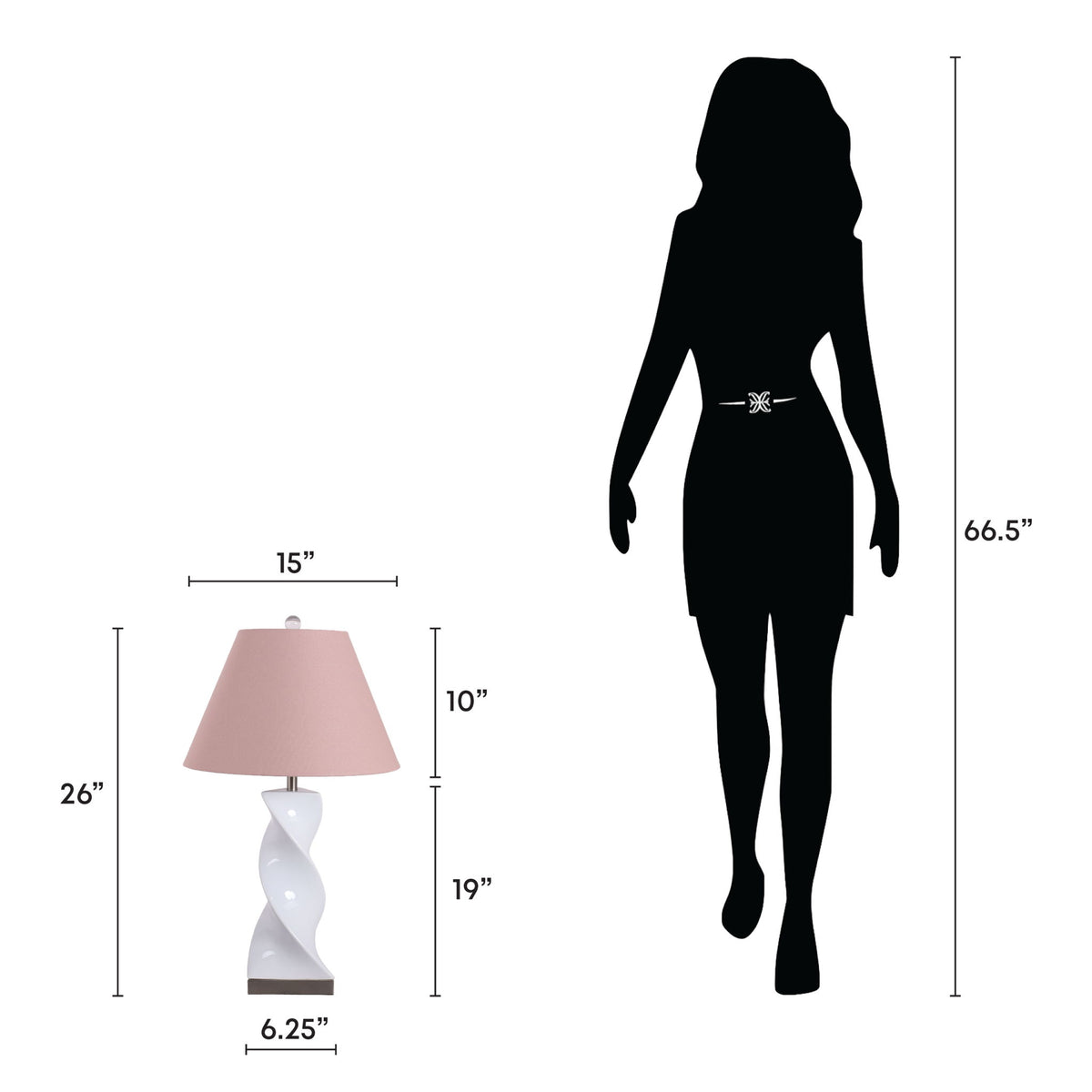 Blush Pirouette - 26 X 15 - Ceramic Table Lamp (Set of 2) - Glossy White