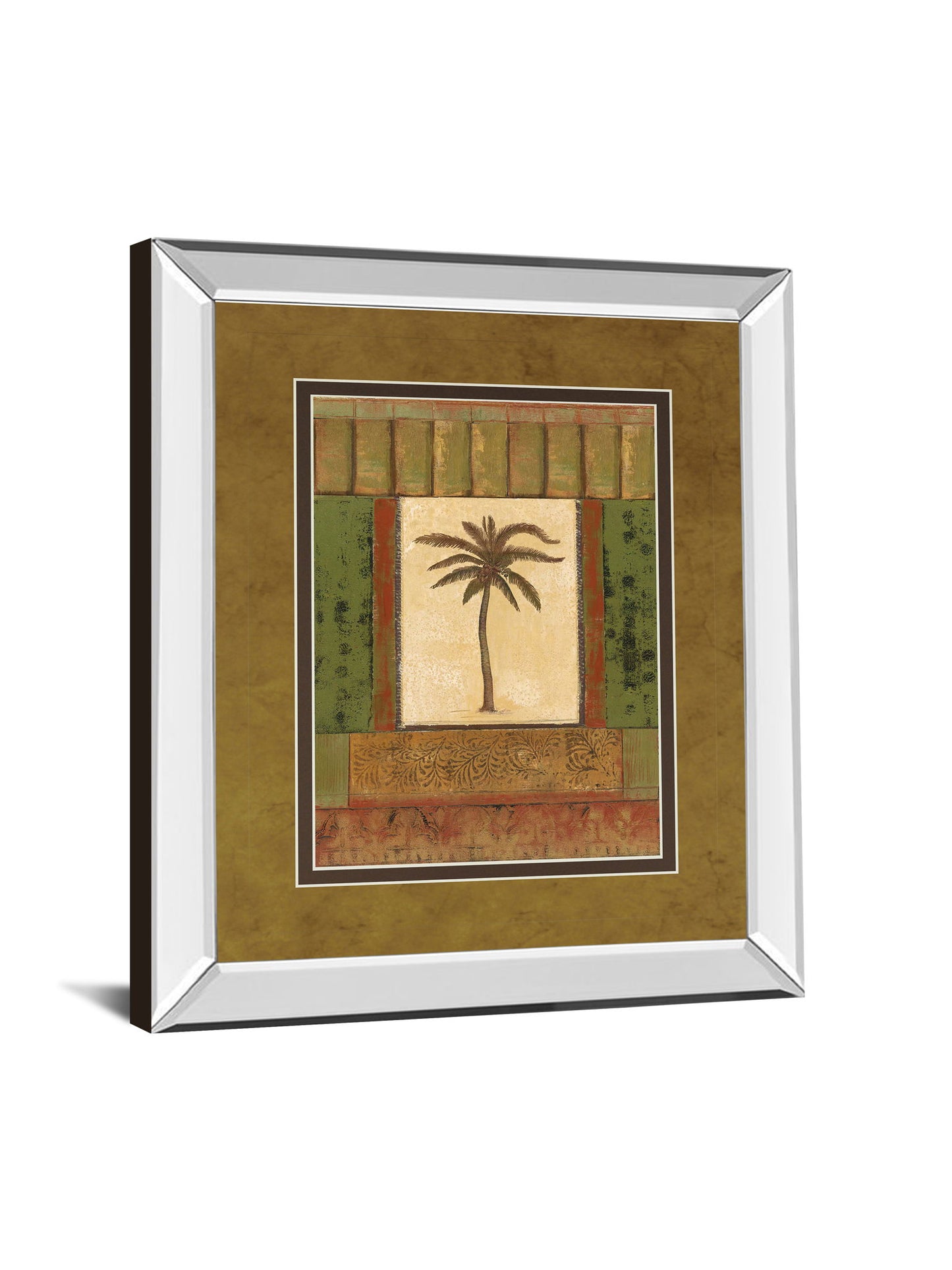 Classic Palm I By Rebecca Burton - Mirror Framed Print Wall Art - Light Brown