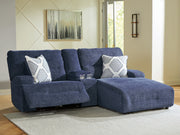 Furniture City - MS - Ashley Furniture - Acklen Place Sectional - 3-Piece Power Reclining Sectional Sofa with Chaise / Navy - 93607S4