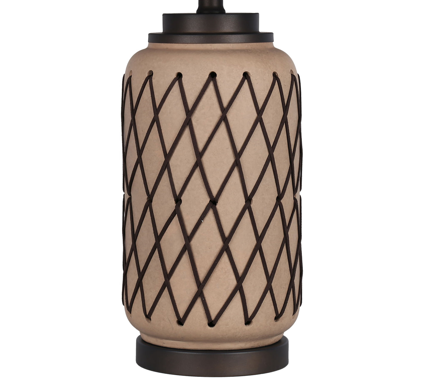 Diamond Weave Ceramic, PU Leather & Metal Table Lamp (Set of 2) - Terra