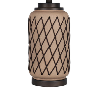 Diamond Weave Ceramic, PU Leather & Metal Table Lamp (Set of 2) - Terra