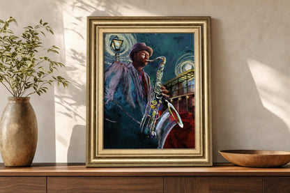22x26 Bourbon Street Blues By Conrad Knutsen - Blue