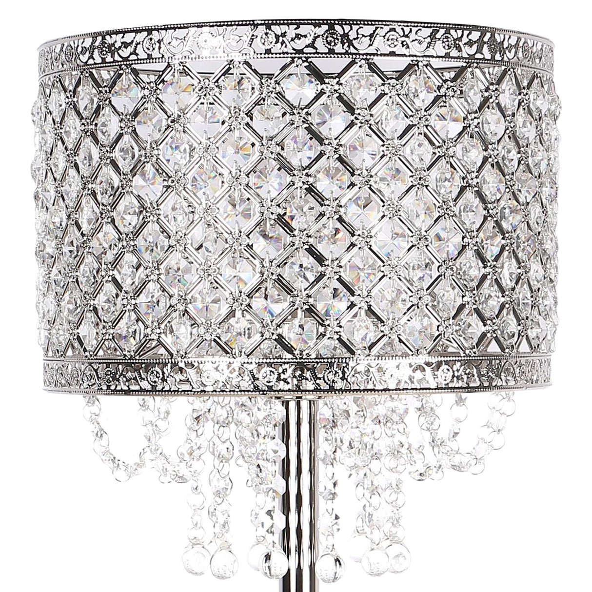 "Crystal Elegance II" Metal Table Lamp (Set of 2) - Polished Nickel / Clear Crystal