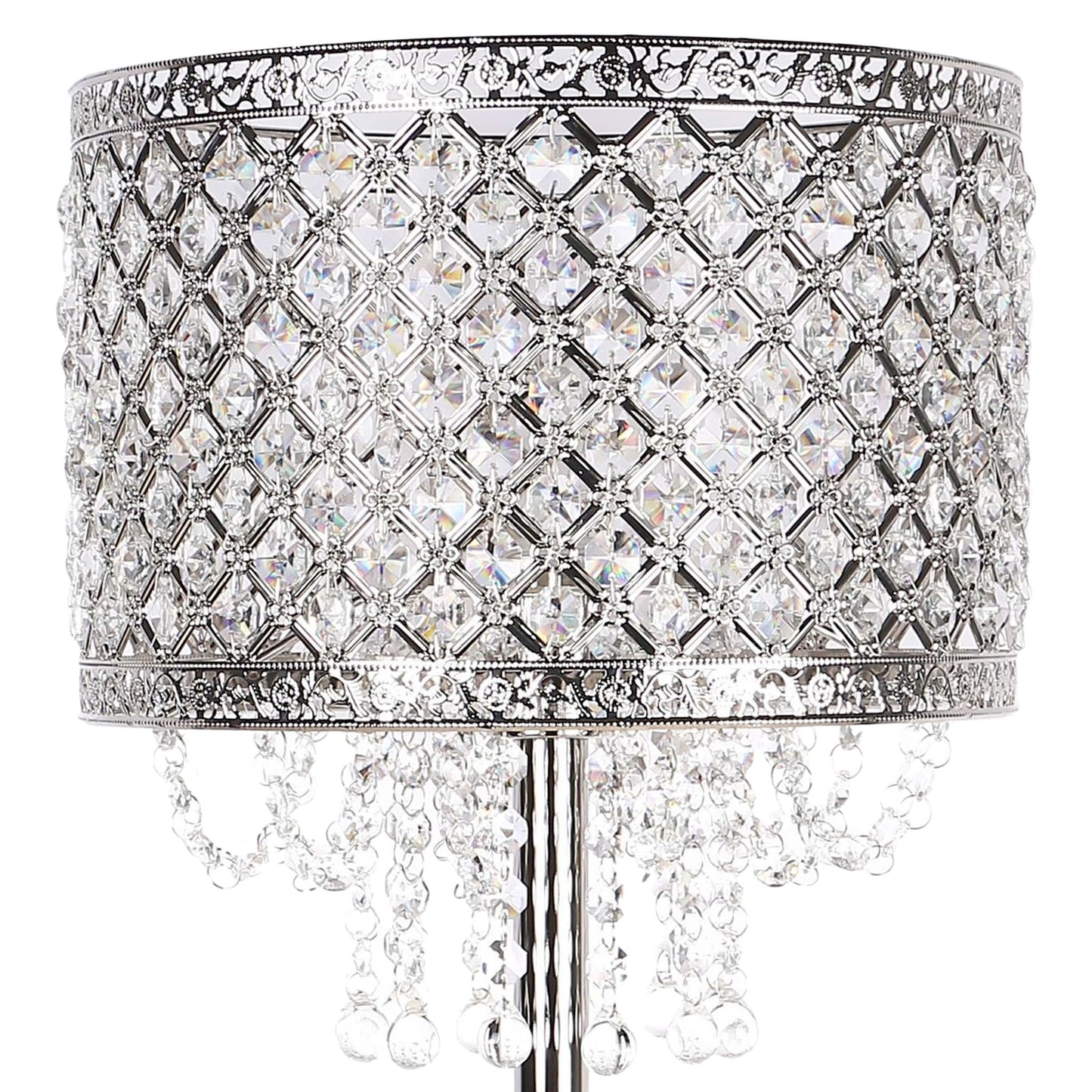 "Crystal Elegance II" Metal Table Lamp (Set of 2) - Polished Nickel / Clear Crystal