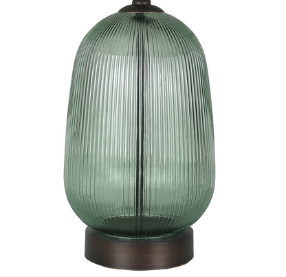 Willow Reverie - 28 X 16 - Ribbed Glass Table Lamp (Set of 2) - Sage Green Ribbed Glass