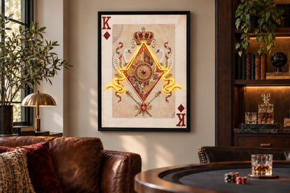 Courtly Glow II - 25 X 33 - Hand-Embellished Neon Canvas In Frame - Cream