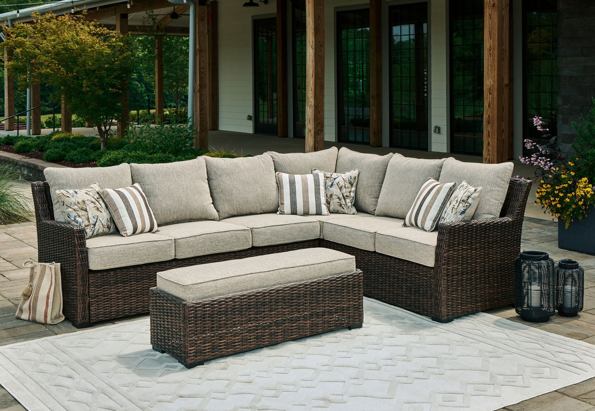 Brook Ranch - Sofa Sectional, Bench With Cushion (Set of 3) - Brown