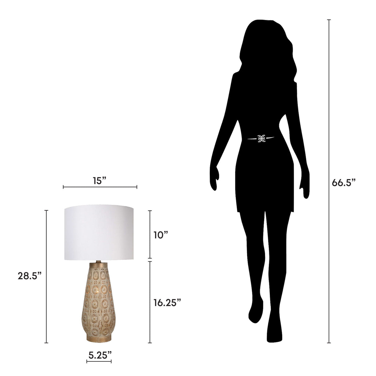 "Celestial Carve" Laser Cut Metal Table Lamp With Night Light (Set of 2) - Distressed White / Distressed Tan