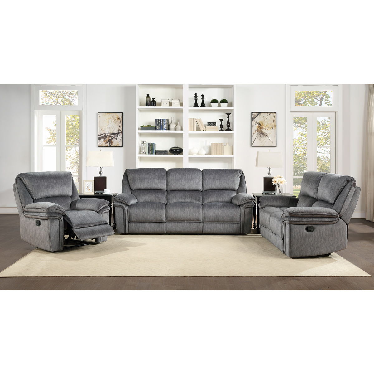 Muirfield - Double Reclining Loveseat - Gray