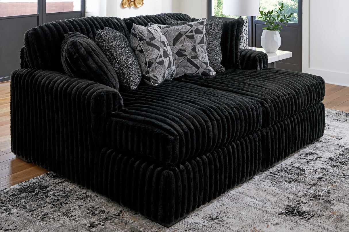Furniture City - MS - Ashley Furniture - Midnight-Madness Sectional - RAF Super Chaise / Onyx - 98103S8