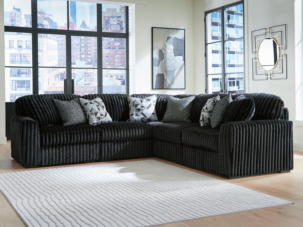 Furniture City - MS - Ashley Furniture - Midnight-Madness Sectional - RAF 5-Piece Sectional / Onyx - 98103S26