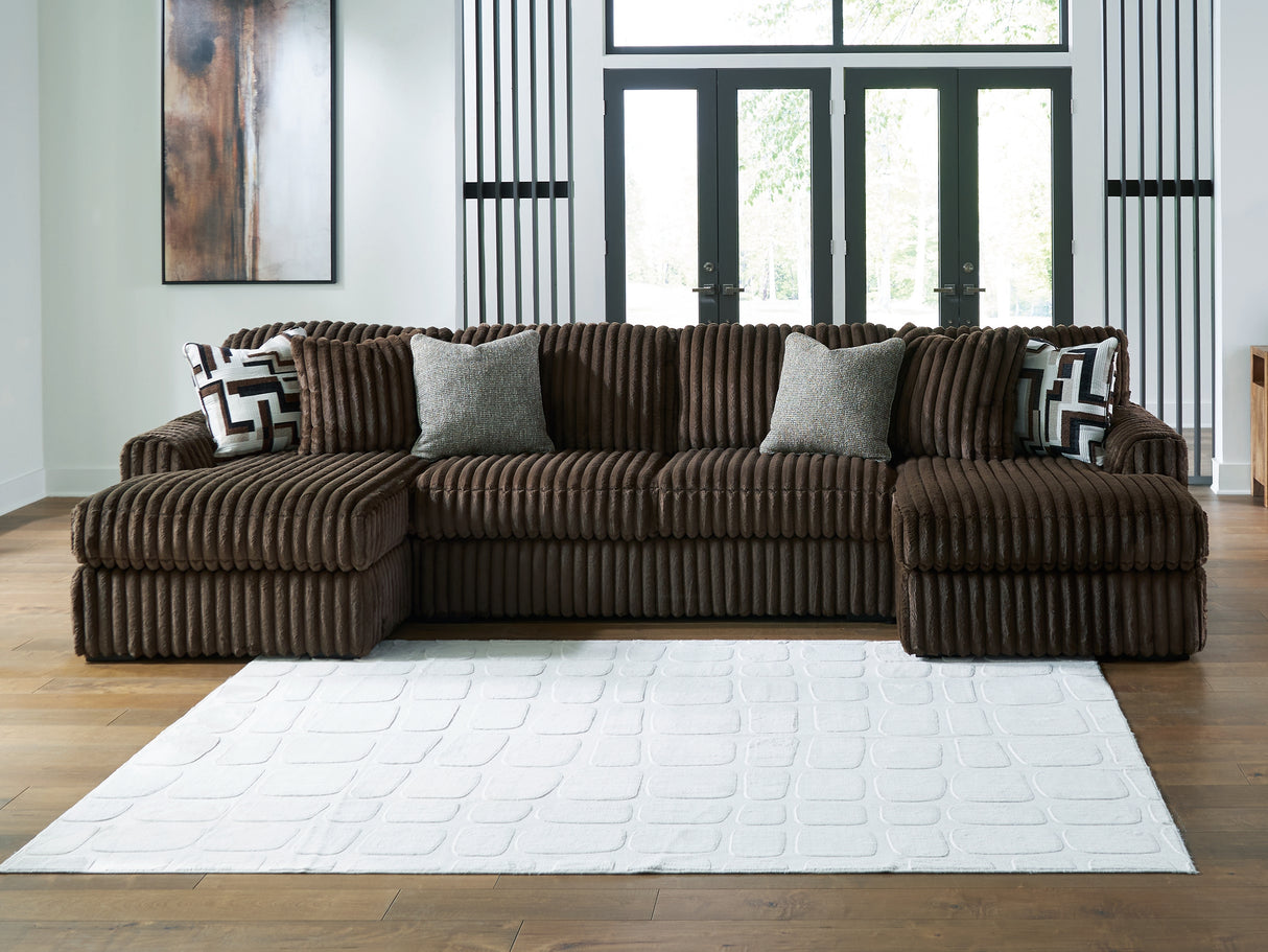 Furniture City - MS - Ashley Furniture - Midnight-Madness Sectional - RAF 3-Piece Sectional with Chaise / Chocolate - 98104S5