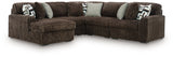Furniture City - MS - Ashley Furniture - Midnight-Madness Sectional - RAF 5-Piece Sectional with Chaise / Chocolate - 98104S21