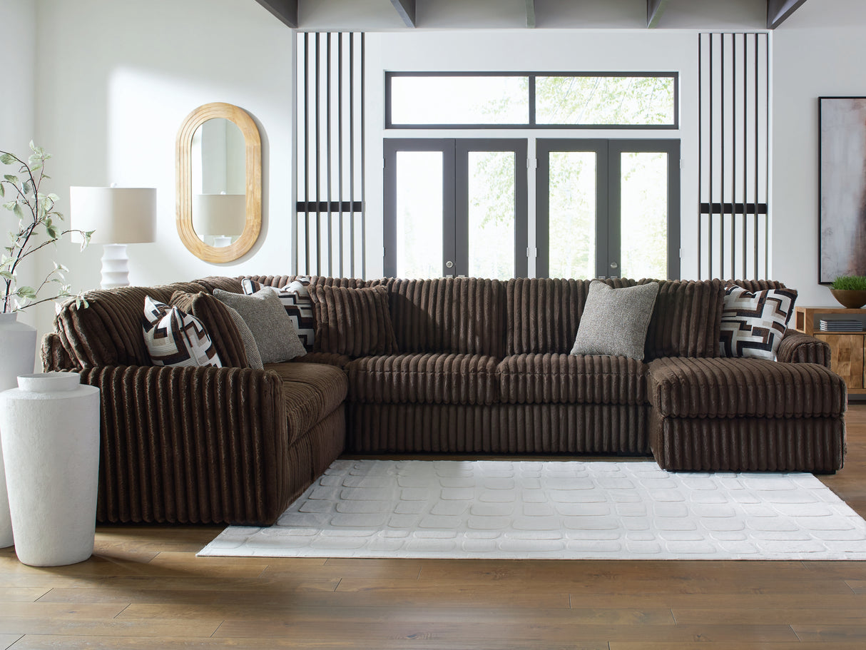 Furniture City - MS - Ashley Furniture - Midnight-Madness Sectional - LAF 4-Piece Sectional with Chaise / Chocolate - 98104S3