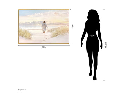 Footsteps Toward Light - 48 X 32 - High Gloss Canvas In Frame - Cream