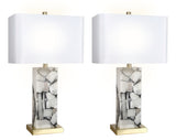 "Alabaster Mosaic" Alabaster Table Lamp (Set of 2) - Alabaster / Soft Gold