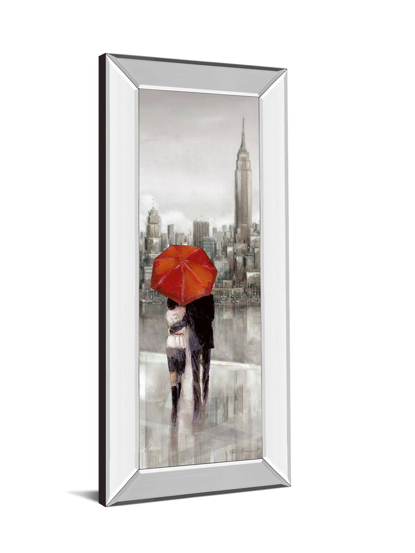 New York Stroll By Ruanne Manning - Mirror Framed Print Wall Art - Gray