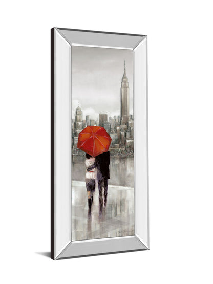 New York Stroll By Ruanne Manning - Mirror Framed Print Wall Art - Gray