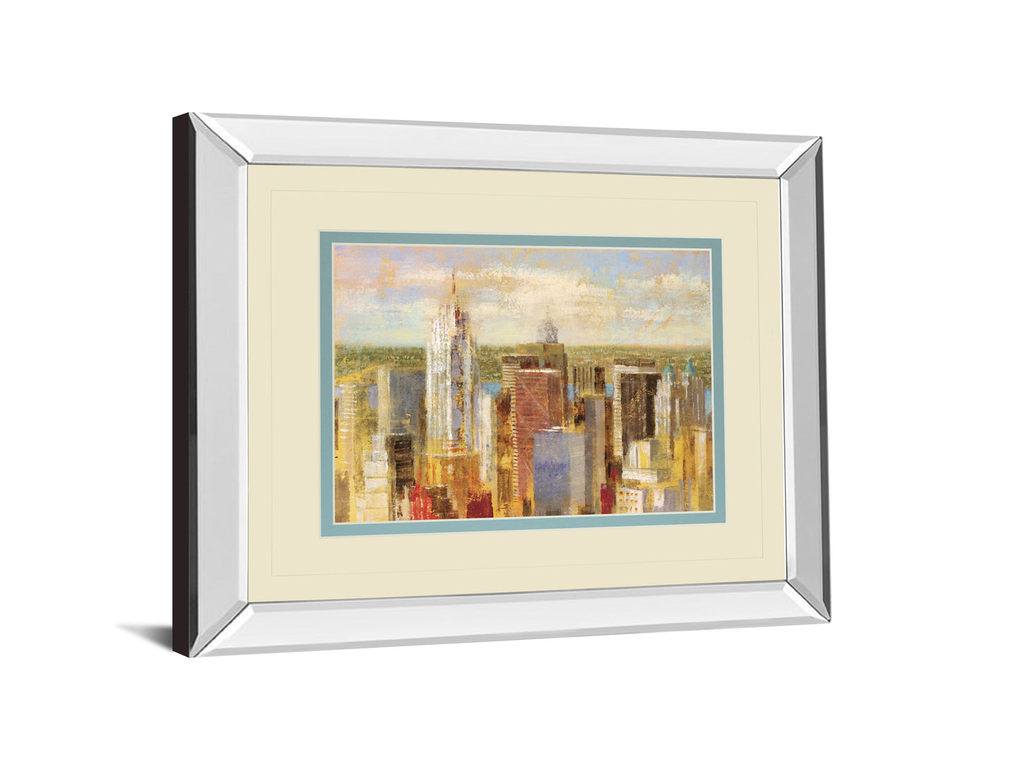 Cityscape Il By Longo - Mirror Framed Print Wall Art - Beige