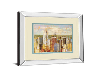 Cityscape Il By Longo - Mirror Framed Print Wall Art - Beige