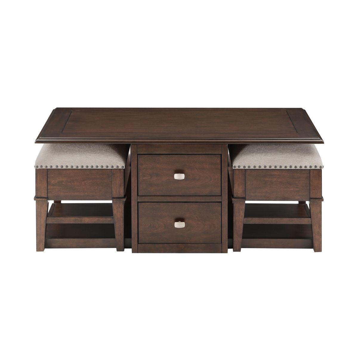 Claremore - Cocktail Table With Two Ottomans - Beige
