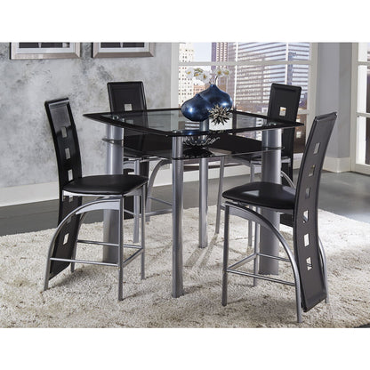 Sona - Counter Height Table With Glass Top - Black / Silver