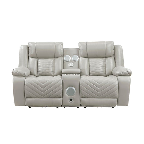 Huron - Power Double Reclining Loveseat With Center Console, Wireless Speakers, LED And Charging Ports