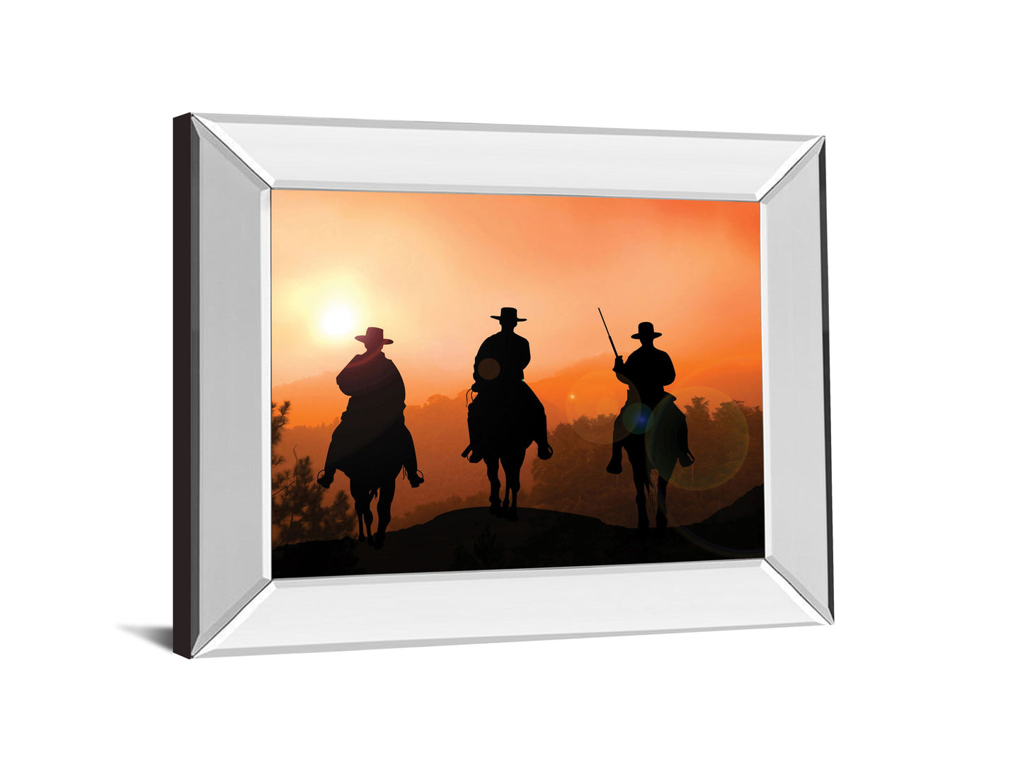 Horse Riders By Jtanki - Mirror Framed Print Wall Art - Orange