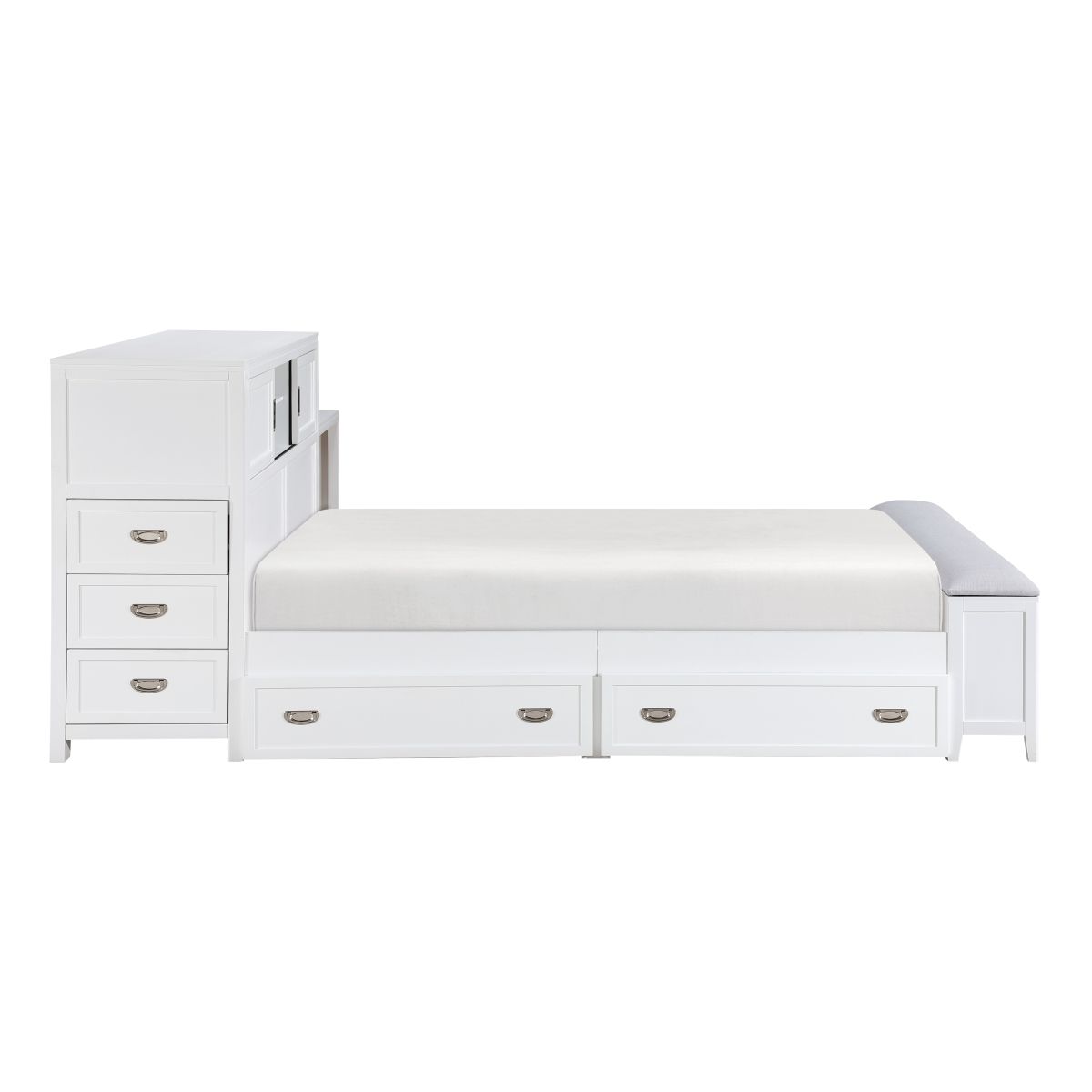 Sloane - Bookcase Bed With Hidden Desk, Stool And Storage Bench