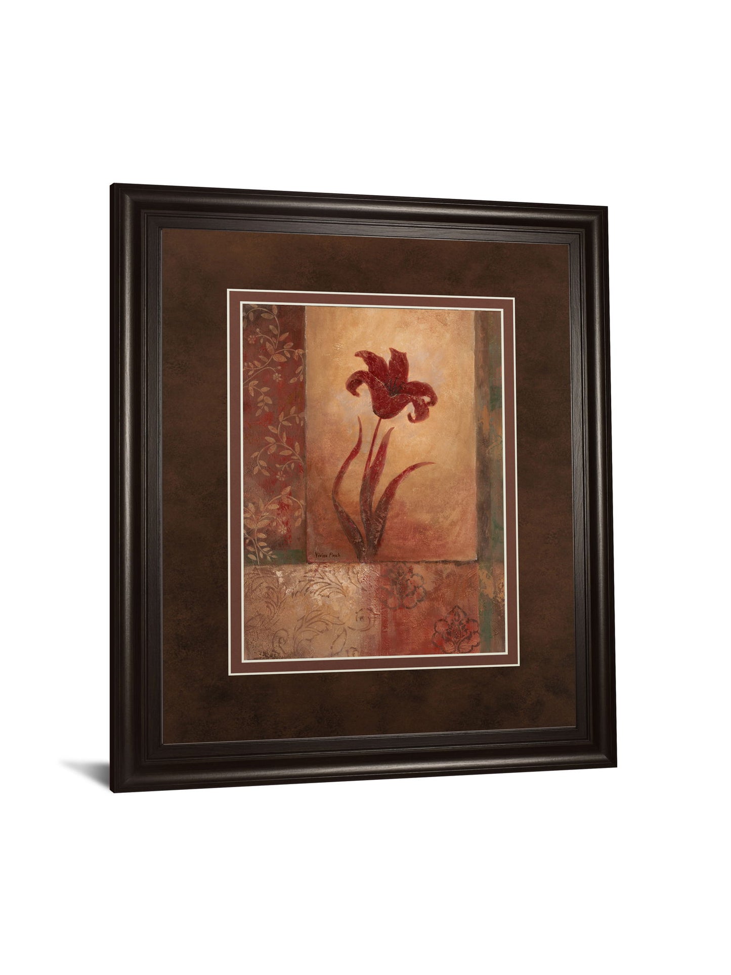 Lily Silhouette By Vivian Flasch - Framed Print Wall Art - Light Brown