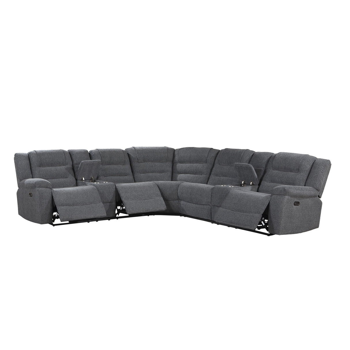 Redondo - Power 3 Piece Ssectional (2 Loveseats & Wedge) - Dark Gray