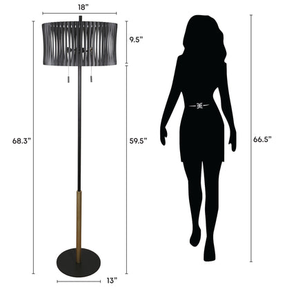 Midnight Cadence - 68 X 18 - Metal Floor Lamp - Matte Black, Soft Gold